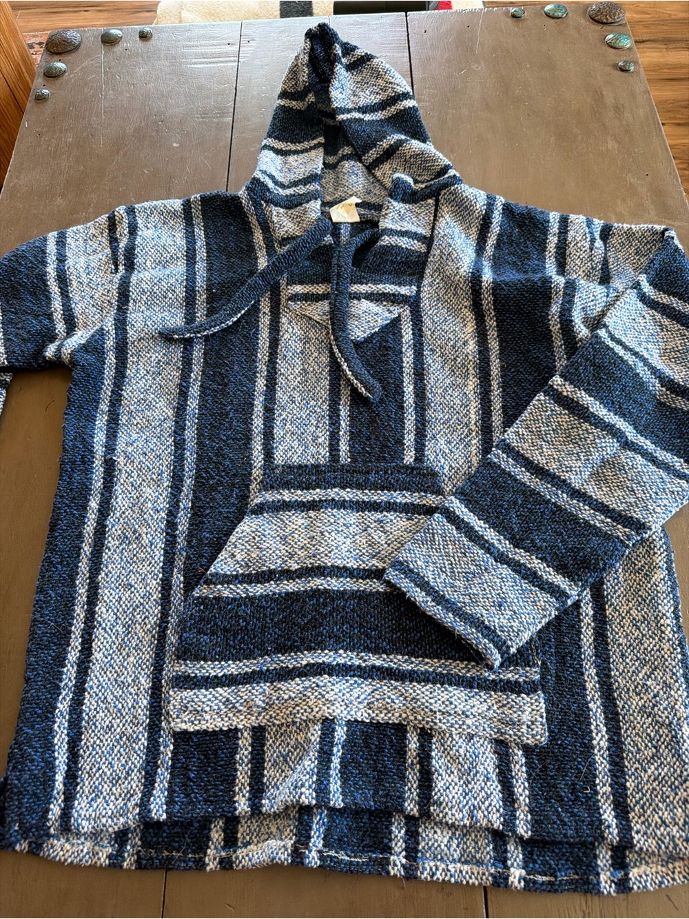 Men's Blue Striped Hooded Surfer Baja Sweater